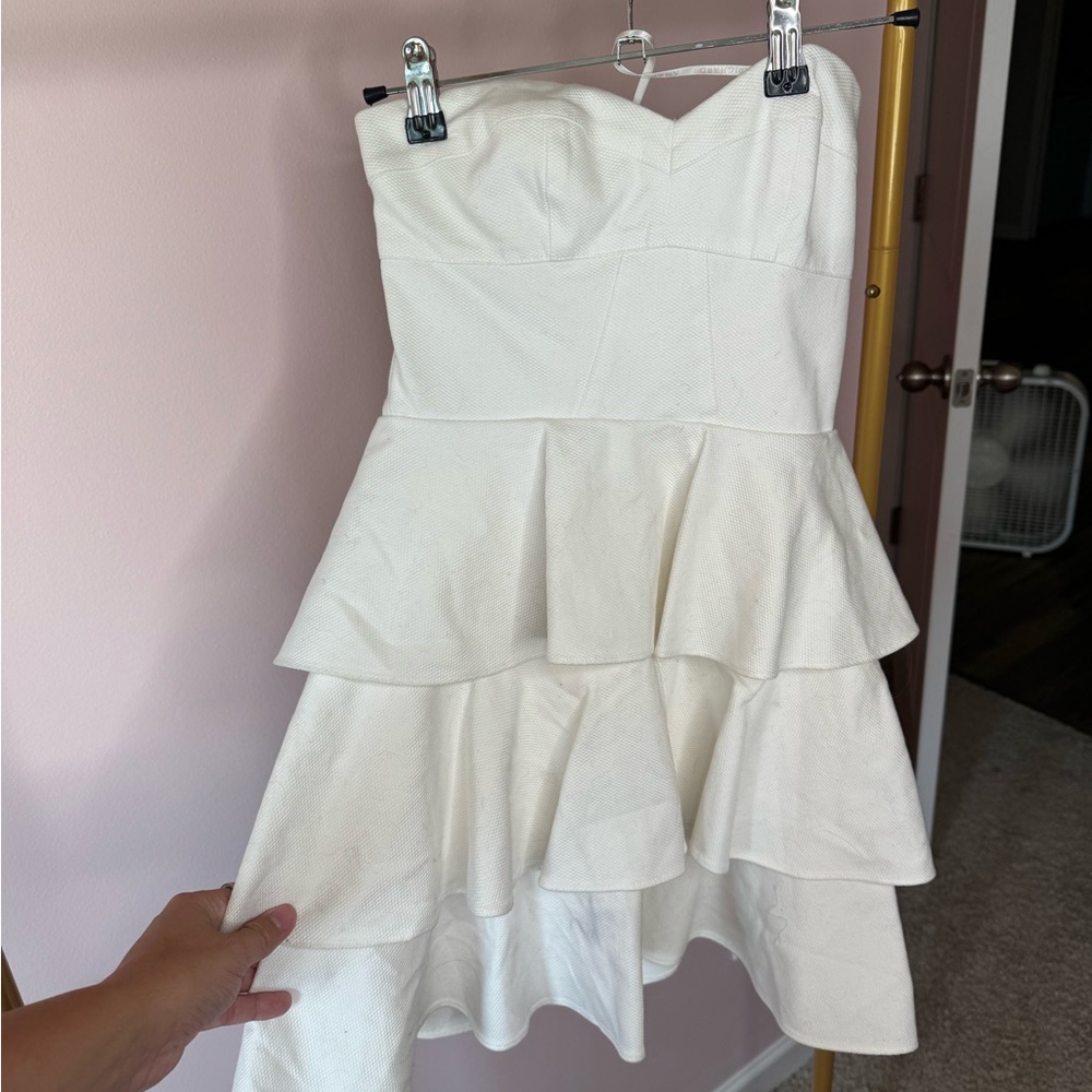 Amanda Uprichard Strapless White Tiered Dress